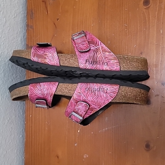 PAPILLIO BIRKENSTOCK TABORA WOMEN'S PINK SYDNEY LEAF PRINT SANDAL SIZE 40 - Picture 7 of 10